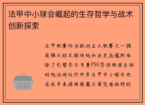 法甲中小球会崛起的生存哲学与战术创新探索