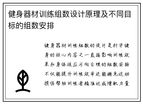 健身器材训练组数设计原理及不同目标的组数安排