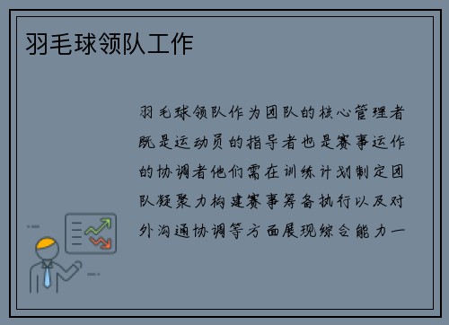 羽毛球领队工作